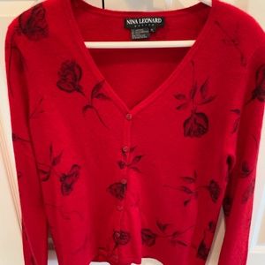 Nina Leonard cardigan sweater Petite L